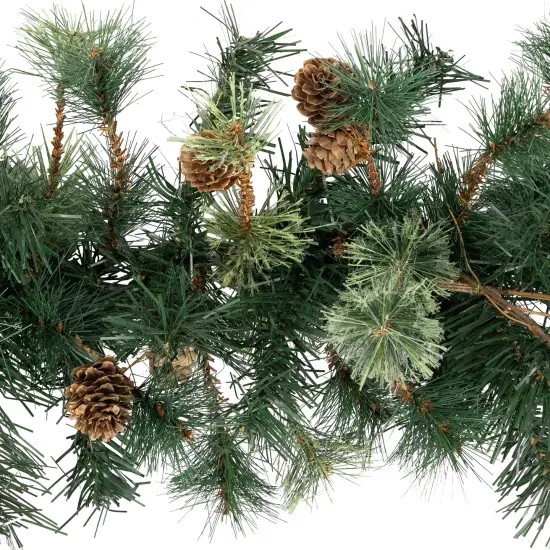 Northlight Pre-Lit Country Mixed Pine Artificial Christmas Garland - 9' x 12" - Clear AlwaysLit Lights Green {7}