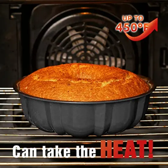 9 inch Non-Stick Cake Pans, 12 Cups Premium Fluted Pans for baking, Heavy Duty Carbon Steel Tube Baking Mold, Gray {3}