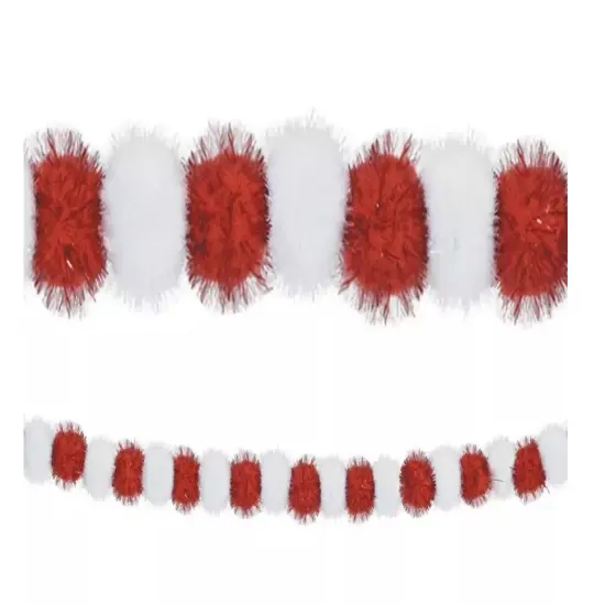 Pom Pom 9ft Garland - Red & White, 1ct {2}