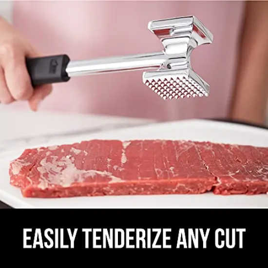 Heavy Duty Meat Tenderizer Hammer, Dual Side Kitchen Mallet, Comfortable Grip Handle, Maximize Food Flavor, Spiked Side Tenderizes, Smooth Flattens Steak, Beef, Commercial Grade, Black {6}