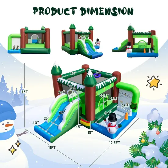 Inflatable Christmas Bouncy House with 735w Blower {4}