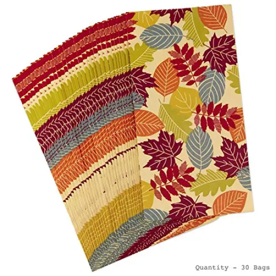 30 PIECES Fall Leaves Party Favor and Wrapped Treat Bagsfor Autumn Parties, Halloween, Thanksgiving, Friendsgiving, Care Packages and More {3}