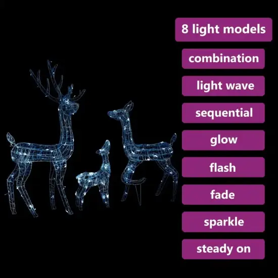 Acrylic Reindeer Family Christmas Decoration with 300 Cold White LEDs {2}