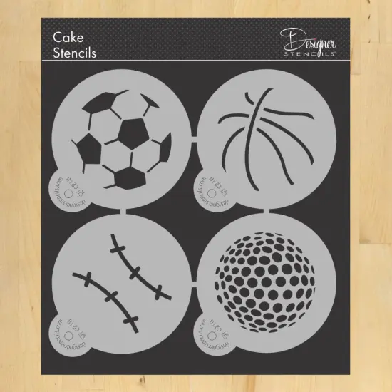 Large Sports Ball Cookie Stencils: Basketball, Golf, Soccer, Baseball | C218 by Designer Stencils | {1}