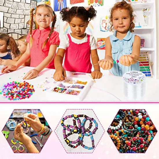 Stretchy String for Bracelets, 0.5mm Clear Elastic String Stretch Cord Jewelry Bead Bracelet String with 2 Pcs Beading Needles for Seed Beads, Pony Beads, Bracelets and Jewelry Making {3}