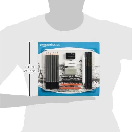 17 Piece Set, Sketch and Drawing Art Pencil Kit, Charcoal, Black, White {4}