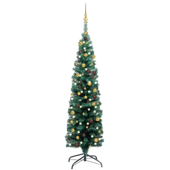 Green Slim Christmas Tree with LEDs and Ball Set {3}