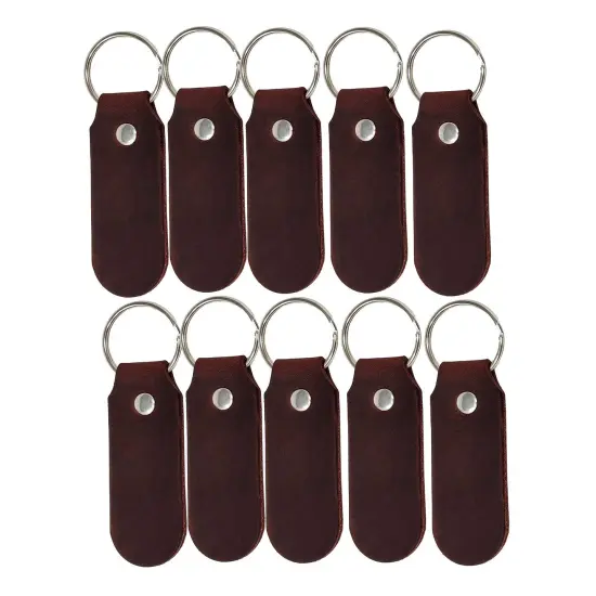 2 Sided Leather Key Chains 10 Pack-Customize it for Promotional Gifts, Fundraising, Events, Wedding - Engrave on Both Sides Burgundy {2}