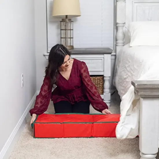 Gift Wrap Storage Organizer, Easily organize Wrapping Paper, Ribbons, Bows, Scissors, Fits 18-24 Standard Rolls, Keeps Gift Supplies in Perfect Condition & Ready for Next Season, (Red) {2}