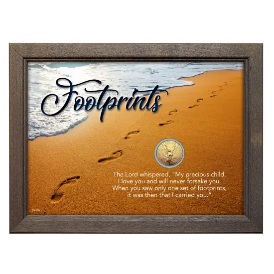 Footprints With Angel Coin in 5x7 Frame {1}