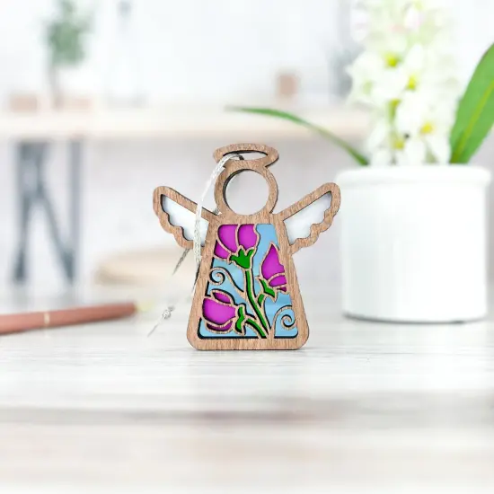 3.5" (H) Sweet Pea Ornament - Handcrafted in Texas - Mother's Angels&reg; Christmas Angel Wings Figurine {2}