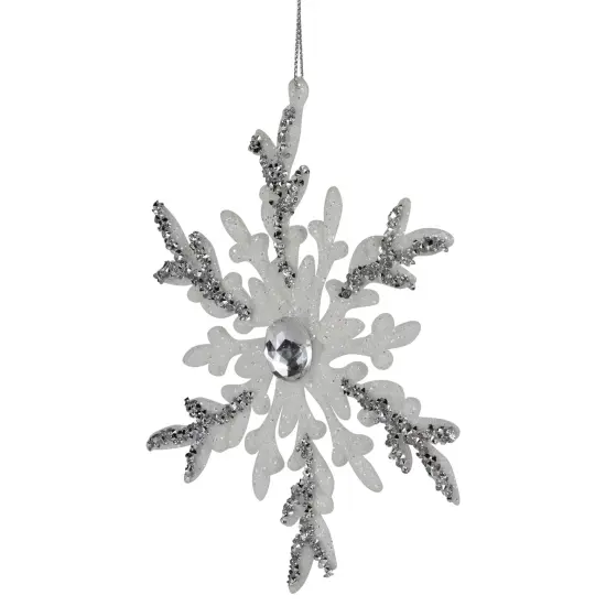 Northlight Glitter Snowflakes Christmas Ornaments - 6" - White and Silver - 4ct {5}