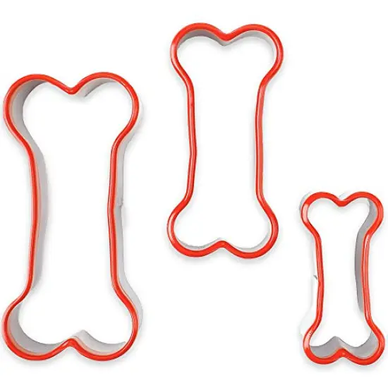 3 Pieces Dog Bone Cookie Cutters Set, Dog Treats Cookie Cutter, Dog Bone Shapes Cutters, Homemade Dog Biscuit Treats Cutters, Coated with Soft PVC for Protection, 2.4" 3.2'' 3.9'' {3}