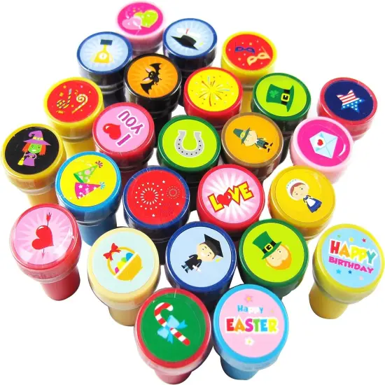 Tiny Mills 60 Pcs Holidays and Occasions Assorted Stampers for Scrapbooking Crafts Classroom Stamp Set {3}