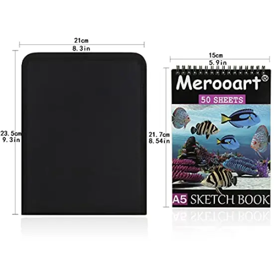 43 colored pencil sets, two sketchbooks with 50 pages, black zipper set, professional watercolor pencils for adults/children, professionals/beginners, durable colored art pencils {4}