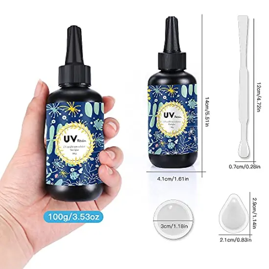 Crystal Clear Hard UV Resin Upgraded Formula Ultraviolet Fast Curing Resin for Jewelry Making Craft Decoration, Hard Transparent Glue Solar Cure Sunlight Activated Resin (100g) {3}