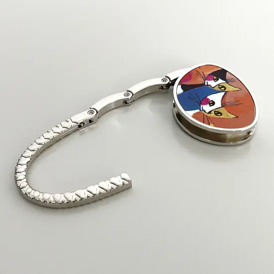 Wrapables Stylish Purse Hook Hanger, Foldable Handbag Table Hanger, Two Cats {5}