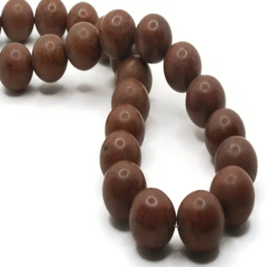 24 17mm Round Dyed Brown Synthetic Turquoise Stone Beads {1}