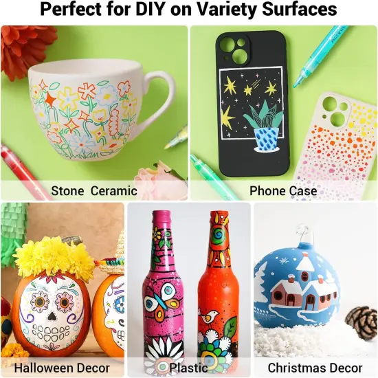 Ohuhu 40 Colors Acrylic Paint Pens: Acrylic Paint Markers for Easter Eggs Rock Painting DIY Water-Based Paint Markers for Stone Wood Glass Ceramic Fabric Canvas Plastic Metal {2}