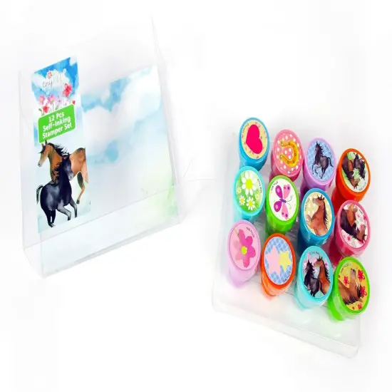 TINYMILLS 12 Pcs Horse Pony Western Stamp Kit for Kids Self Inking Stamps Gift {3}