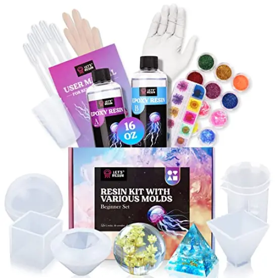 LET'S RESIN Resin Kits and Molds Complete Set, 16OZ Resin Molds Silicone Kit Bundle with Sphere, Pyramid Molds, Resin Epoxy Starter Kit for Beginner Resin Casting {1}