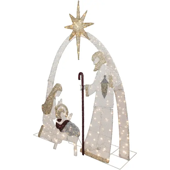 Northlight 41" LED Lighted Holy Family Nativity Scene Outdoor Christmas Decoration White {5}