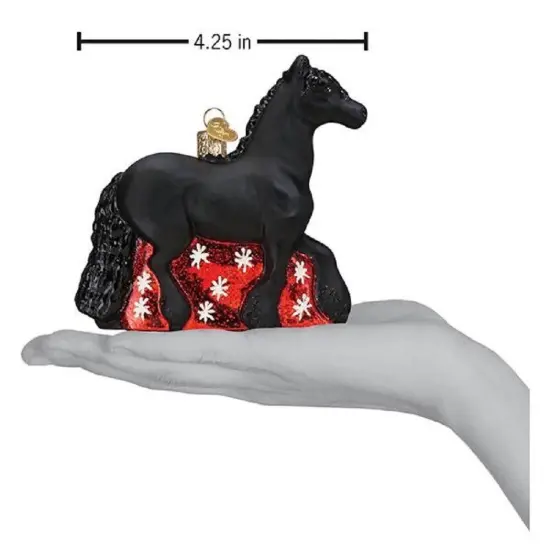 Friesian Horse Glass Ornament with Free Box {3}