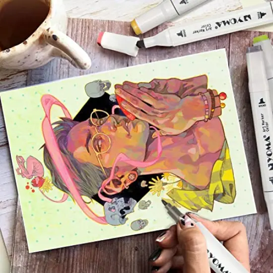 60 Colors Alcohol Markers Dual Tip Markers Art Markers Set, Unique Colors (1 Marker Case) Alcohol-based Ink, Fine & Chisel, White Penholder {2}