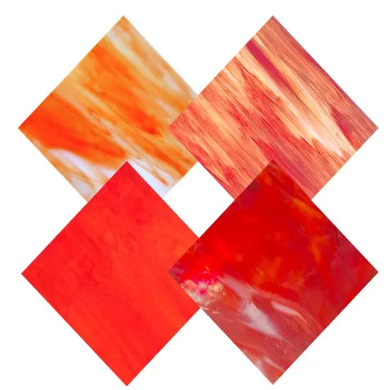 Wissmach 4 Sheet Mixed Color Variety Stained Glass Pack, Orange/RED-Pumpkin, {1}