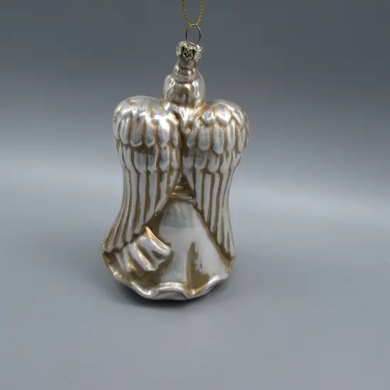 White and Gold Angel Glass Christmas Ornament {2}