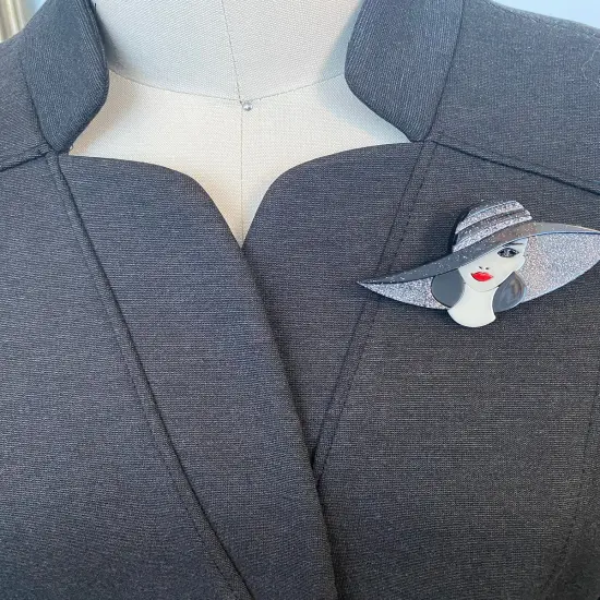 Wrapables Acrylic Fashion Brooch Pin for Sweaters, Coats, Scarves, and Bags, Cosmo Black Hat {3}