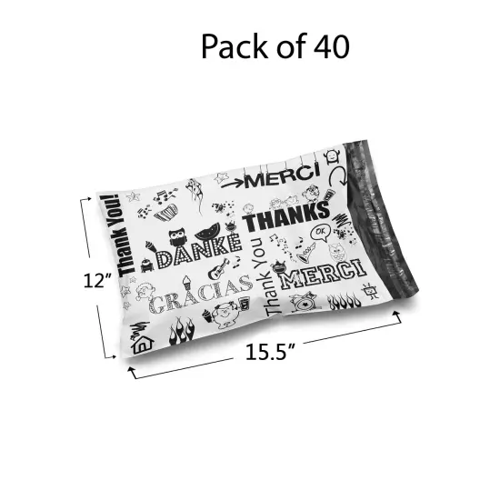 Poly Mailer Envelopes 12 x 15.5 Glossy Multi Design, Premium Thank You Shipping Bags for Small Business {5}