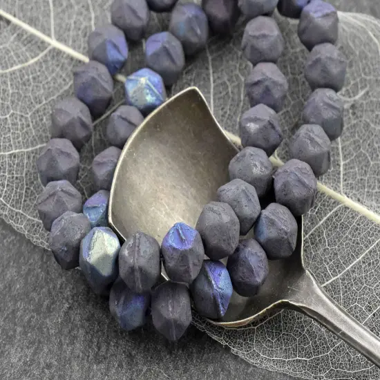 *20* 8mm Purple Washed Etched OpaqueDark Thistle AB Antique Cut Round Beads {3}