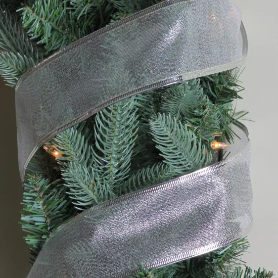 Northlight Shimmering Silver Christmas Wired Craft Ribbon 2.5" x 10 Yards {4}