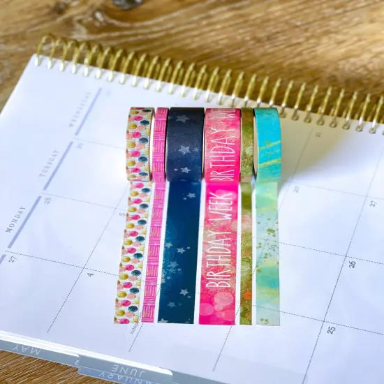 Birthday Week Navy & Pink Celebration Party Washi Tape Set (#W026) {5}