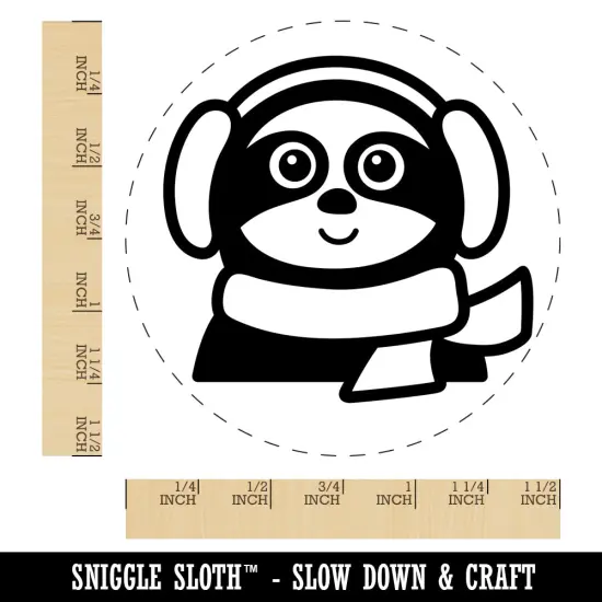 Winter Sloth with Ear Muffs and Scarf Self-Inking Rubber Stamp for Stamping Crafting Planners Blue {1}