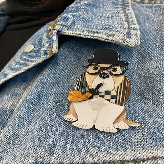 Wrapables Acrylic Fashion Brooch Pin for Sweaters, Coats, Scarves, and Bags, Cool Doggy {4}