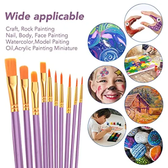 Acrylic Paint Brushes Set, 16Packs / 160 Pcs, Suitable for Acrylic, Oil, Watercolor,Rock Body Face Nail Art,Perfect Suit of Art Painting, Best Gift for Kids Adult Drawing, Purple {5}