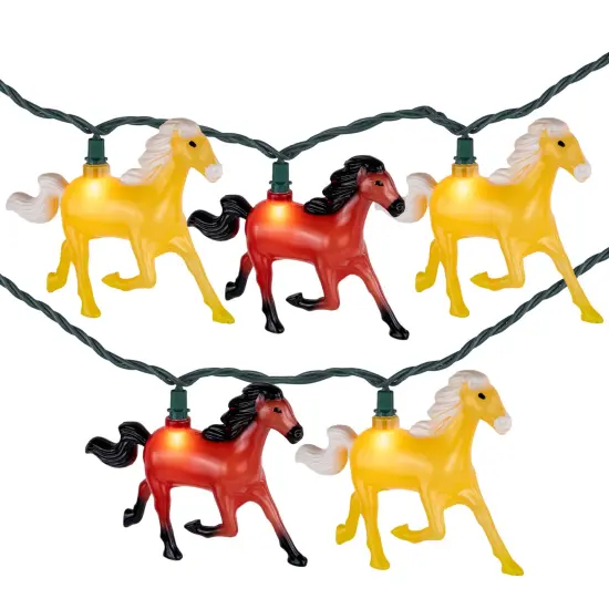 Northlight Horse Indoor Outdoor Patio Light Set - 6' Green Wire - 10ct Red {3}