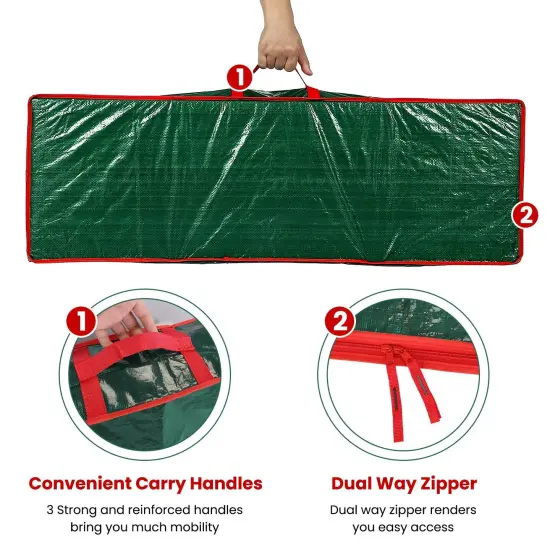 2Pcs Christmas Wrapping Paper Storage Containers Foldable Organizer with Pockets and Handles {5}