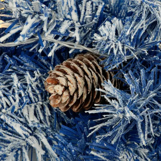 Pre-lit Xmas Tree Artificial Christmas 4-Piece Set,Garland, Wreath and Set of 2 Entrance Trees X-mas with LED Lights, Christmas Tree Blue {3}