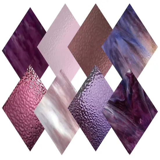 Wissmach 8 Sheet Mixed Color Variety, Purple, Stained Glass Pack and Mosaic Glass {2}
