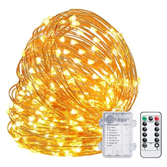 33 ft 100 LED String Lights Battery Operated with Remote Waterproof Copper Wire Lights for Indoor Decorative Lights {2}