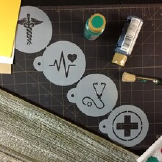 Medical Symbols Cookie Stencil Set | C992 by Designer Stencils | Cookie Decorating Tools | Baking Stencils for Royal Icing, Airbrush, Dusting Powder | Reusable Plastic Food Grade Stencil for Cookies | Easy to Use & Clean Cookie Stencil {6}