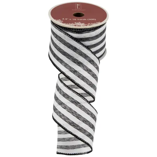 Northlight Striped Wired Craft Ribbon - 2.5" x 10 Yards - Black and White {4}