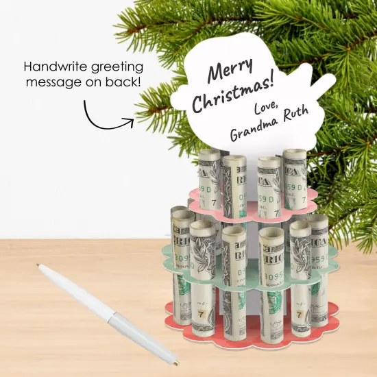 Big Dot of Happiness Groovy Christmas - DIY Pastel Holiday Party Money Holder Gift - Cash Cake {4}