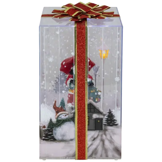 Northlight Musical Santa Lighted Snowing Gift Box with Ribbon Christmas Decoration - 12" Multi {7}