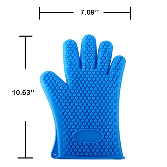 Kitcheniva Silicone Heat Resistant Gloves 1 Pair Blue {4}