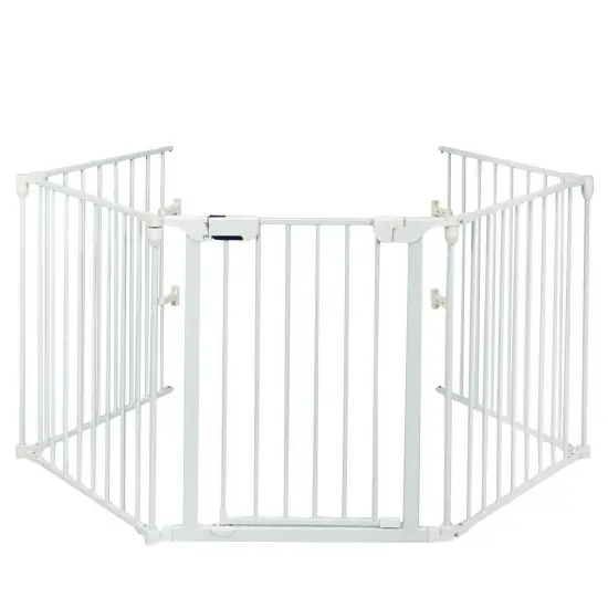 Panel Adjustable Wide Fireplace Fence White {1}
