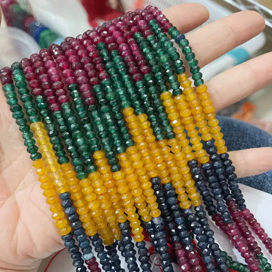 Kitcheniva 15.5" Faceted Jade Rondelle Beads 2x4mm Multicolor 03 {1}